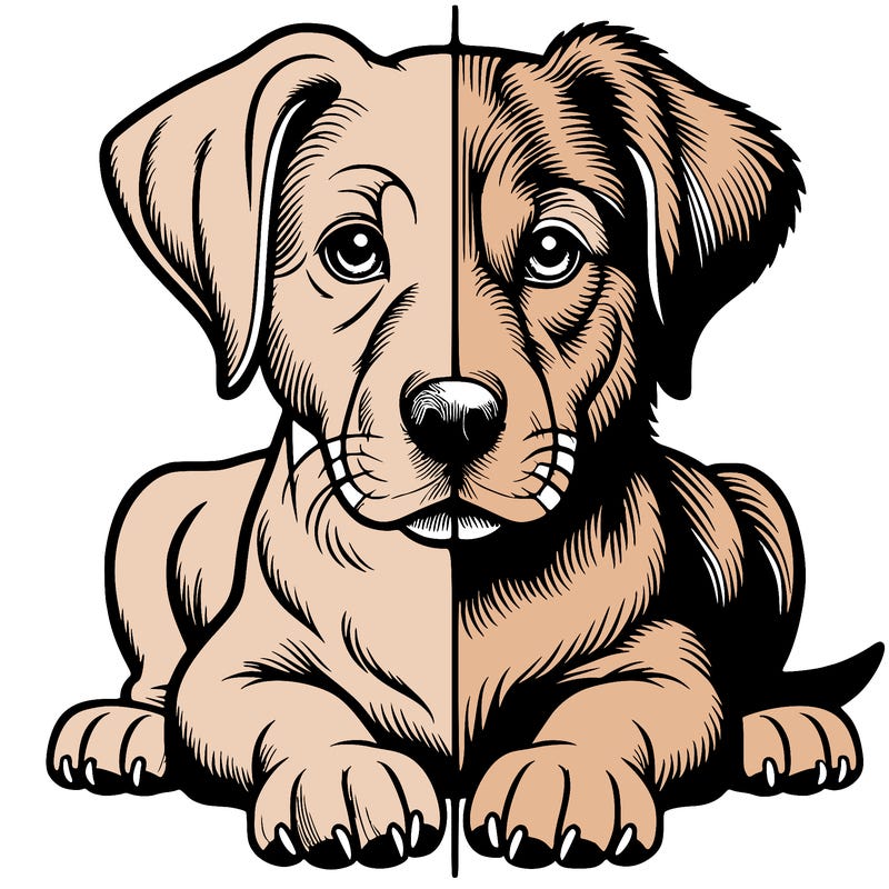 realistic dog split picture