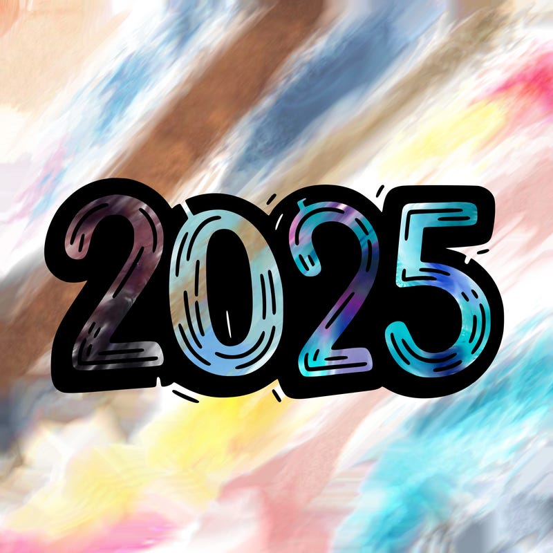 one line scrawled numbers sketch design “2025”