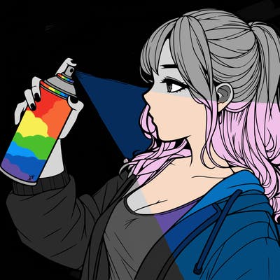 a realistic girl spray, painting