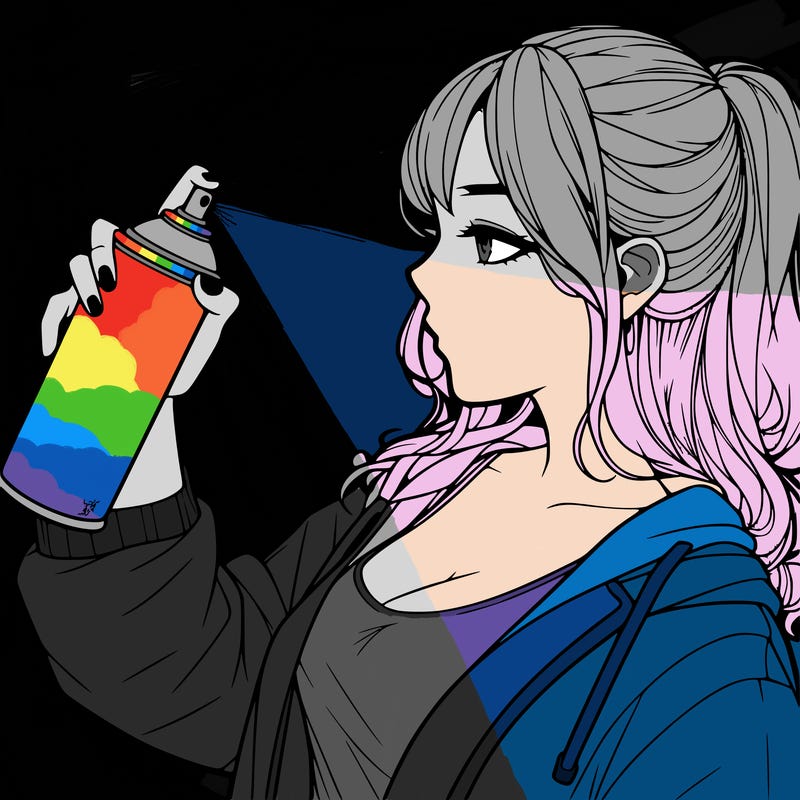 a realistic girl spray, painting