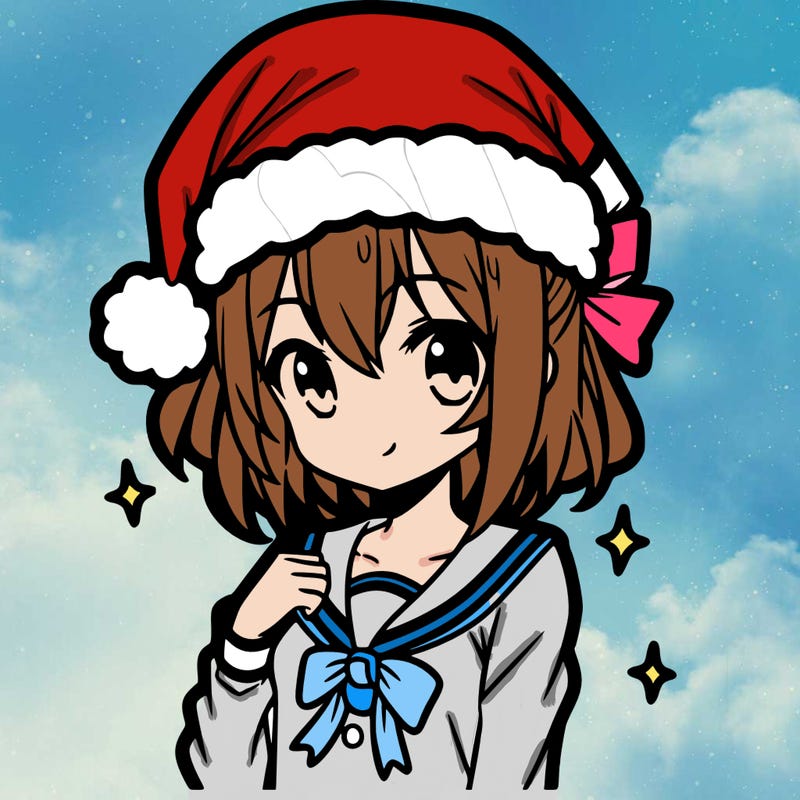 anime girl wearing a santa hat