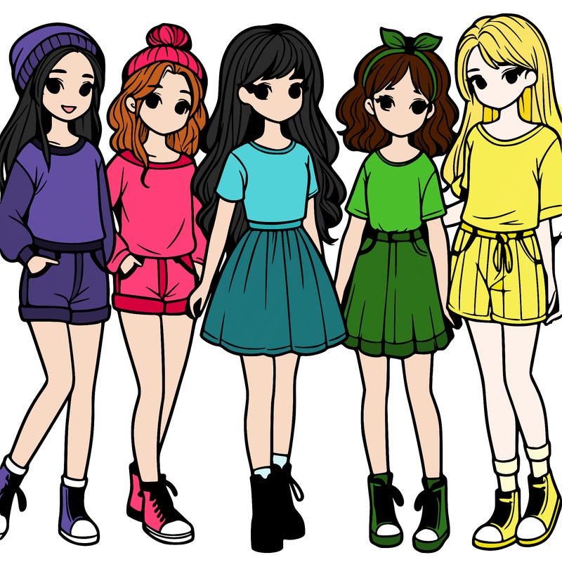 a group of five girls