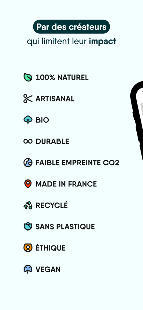 List of sustainability labels and icons for eco-responsible shopping including organic recycled and vegan