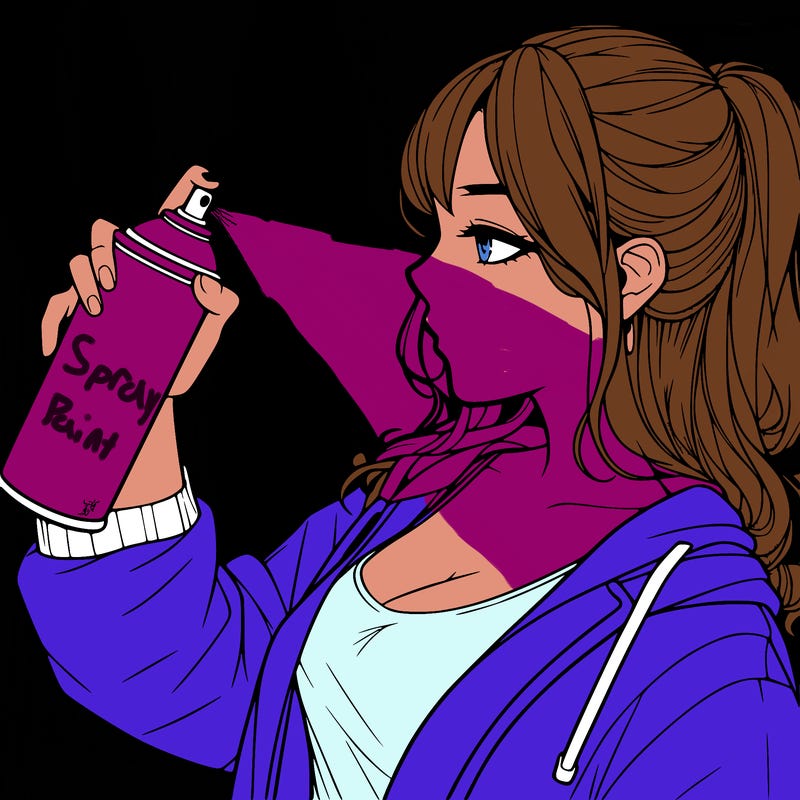 a realistic girl spray, painting