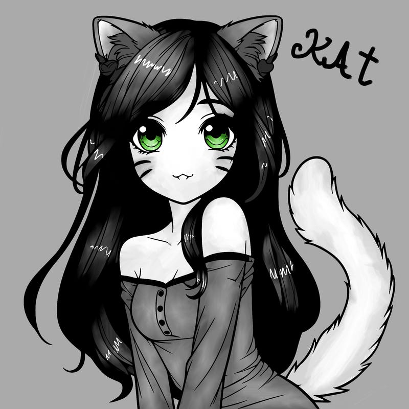 realistic girl with cat ears and tail