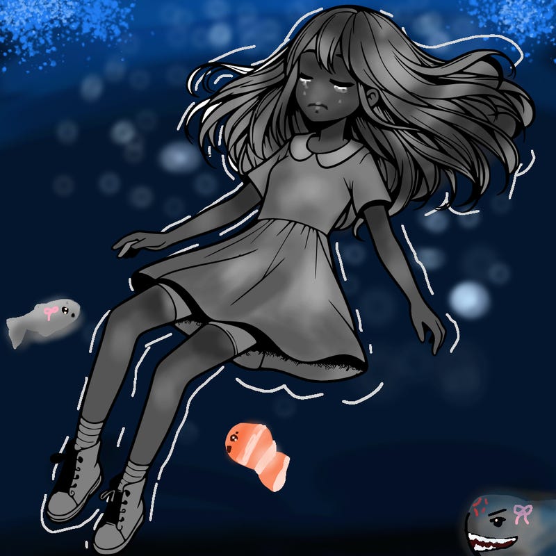 realistic girl floating