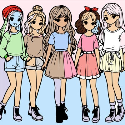 a group of five girls