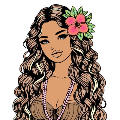 realistic beautiful hawaiian woman,long dress,haku lei, lips
