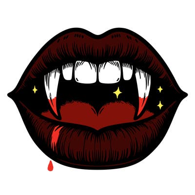 lips with vampire teeth