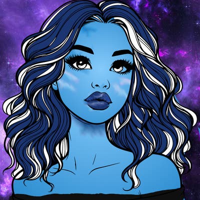 realistic girl with wavy hair and lips