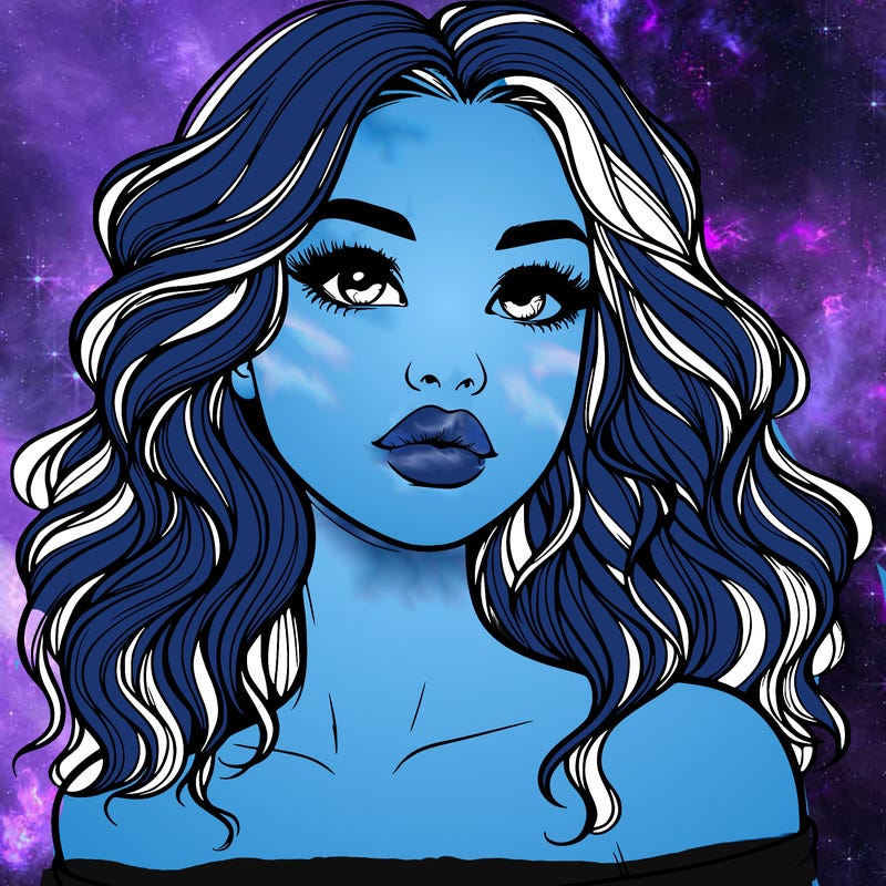 realistic girl with wavy hair and lips