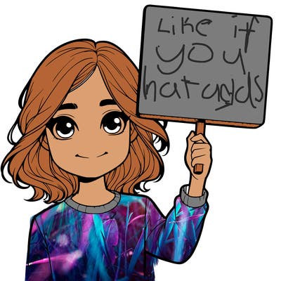 realistic girl holding up a sign