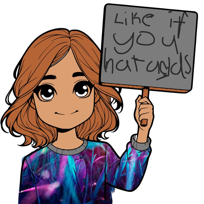 realistic girl holding up a sign