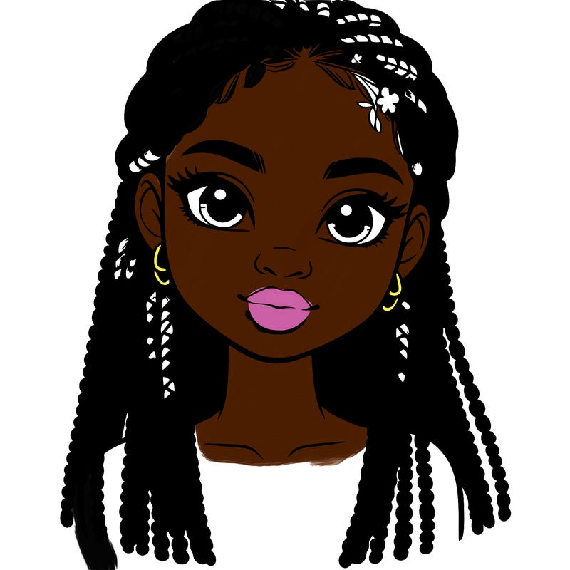 a realistic black girl with braids