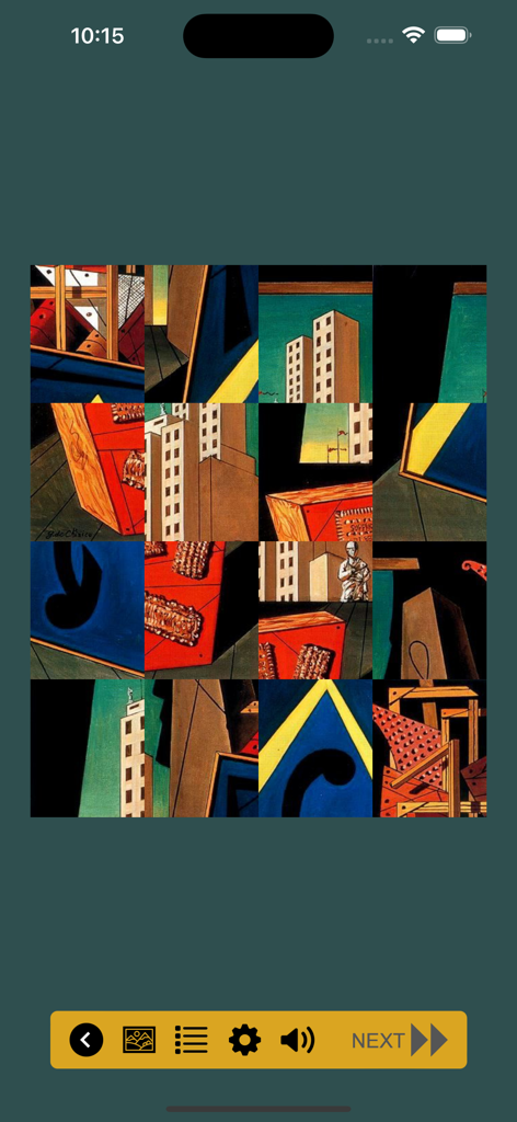 Modern Paintings Vol.3 - Modern art tile puzzle game interface with navigation controls at the bottom