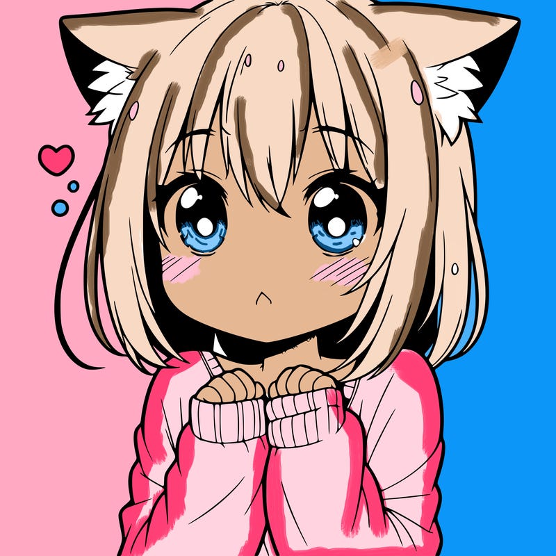 shy anime catgirl