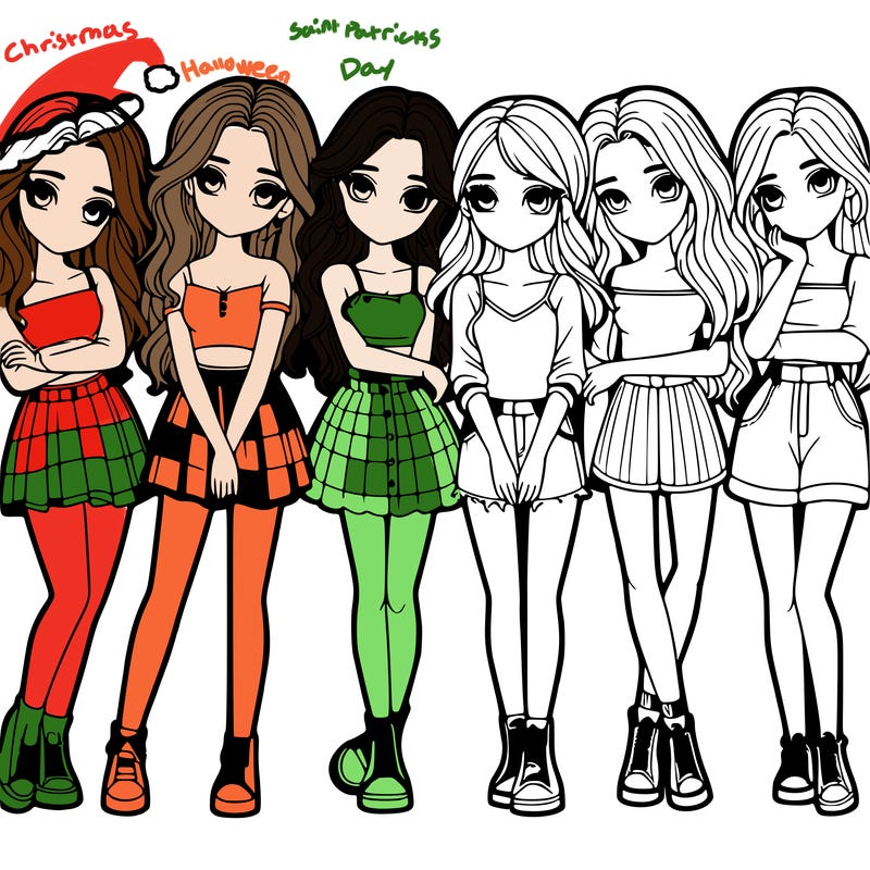 a group of girls realistic