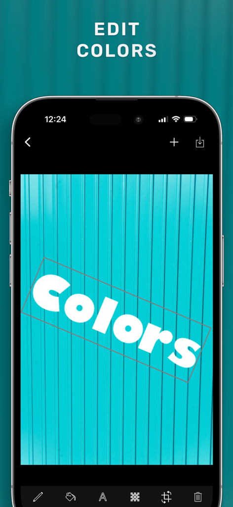 Watermark・Add Text on Photo - Interfaz de smartphone mostrando la función de edición de color de texto de la aplicación Marca de Agua en una foto