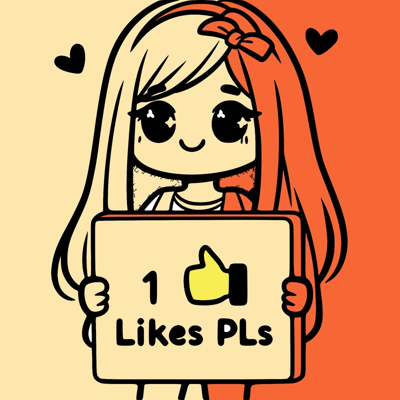 girl holding a sign saying 10 likes pls
