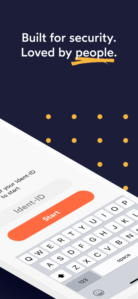 IDnow AutoIdent mobile app start screen with Ident-ID input field and start button