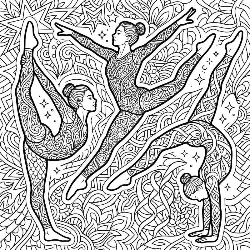 Immerse yourself in the captivating blend of athleticism and art with this unique Zentangle Aerobic Gymnasts coloring page. Discover intricate patterns adorning dynamic poses, offering both a creative outlet and a meditative escape.