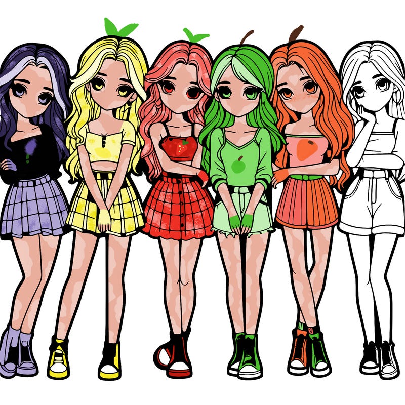 a group of girls realistic