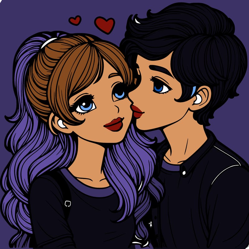realistic girl and a boy in love