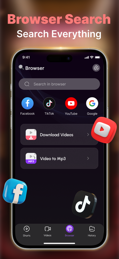 DramaGo app browser interface showing video download and mp3 converter features