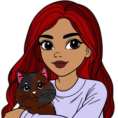 young woman with cat