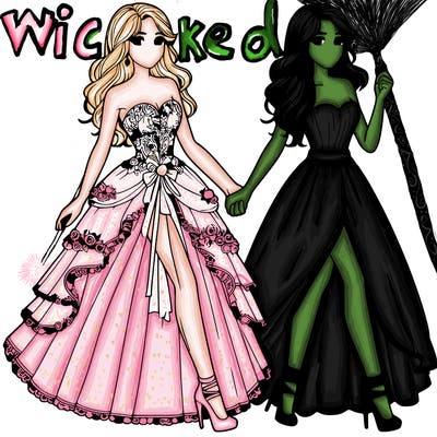 realistic girl in a beautiful dress with her best friend