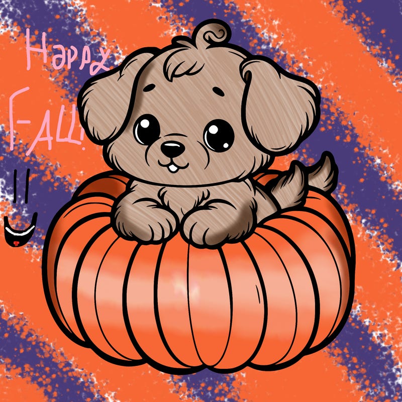 cute little puppy in a pumpkin