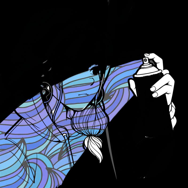 a realistic girl, spray painting