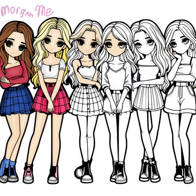 a group of girls realistic