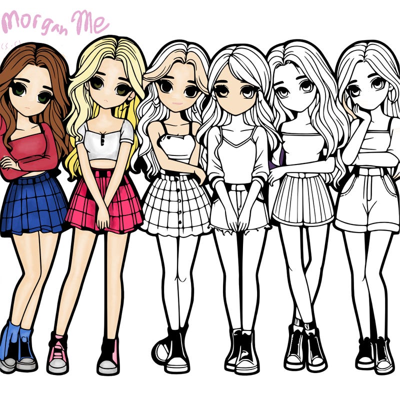 a group of girls realistic