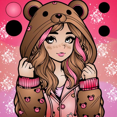 realistic girl in a animal pjs hoodie