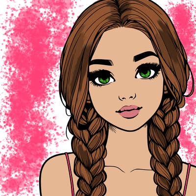 realistic girl with braids