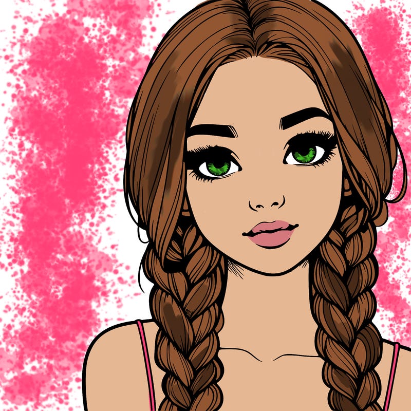 realistic girl with braids