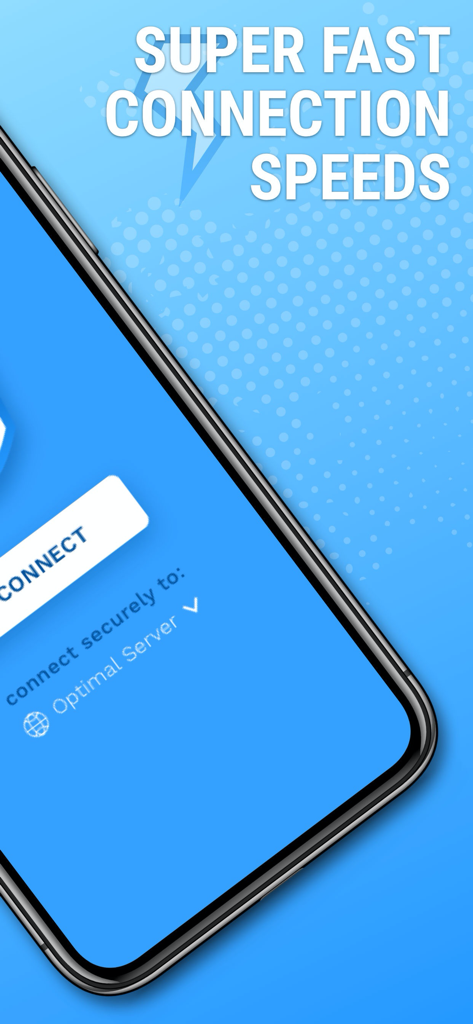 Hotspot Private Wifi - VPN 4U - iPhone screen displaying Hotspot Private Wifi app interface with Super Fast Connection Speeds text and an optimal server connection button.