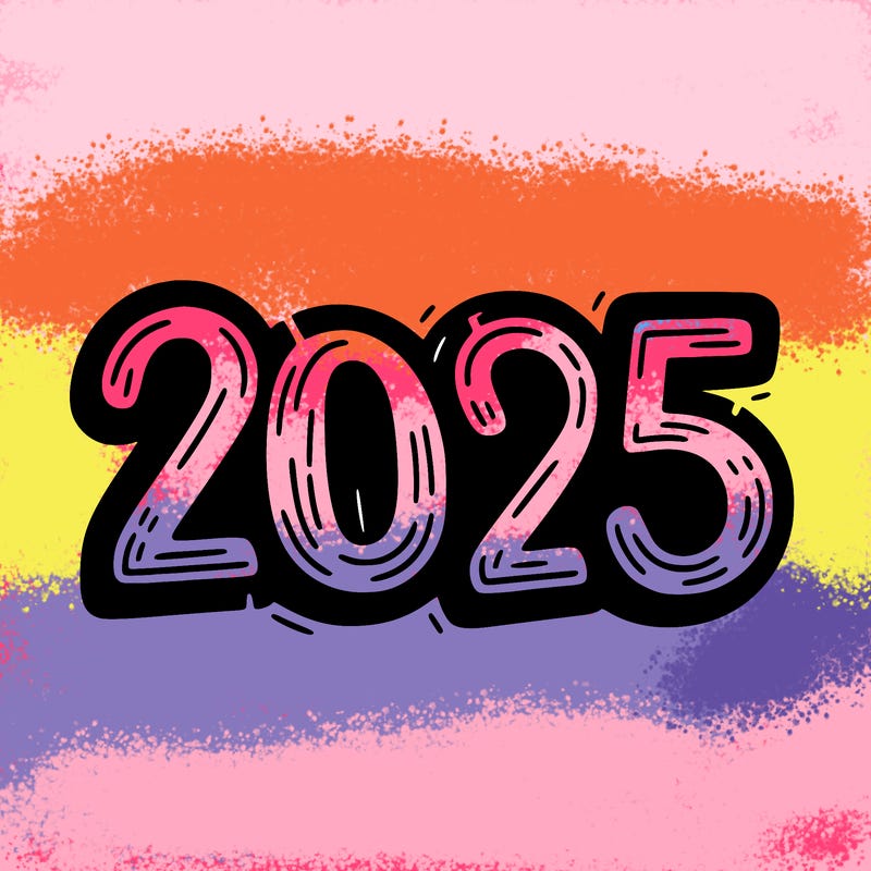 one line scrawled numbers sketch design “2025”