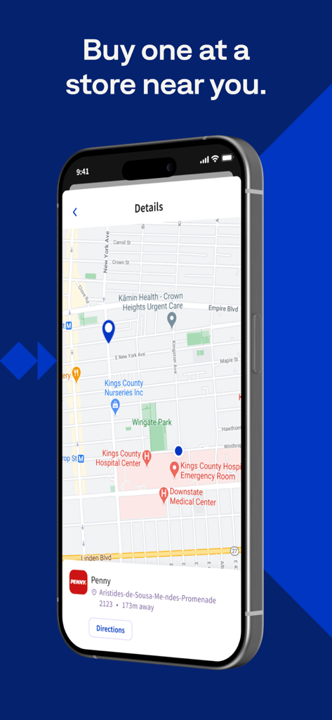 Smartphone screen showing a map with nearby retail outlets to buy PaysafeCard prepaid codes