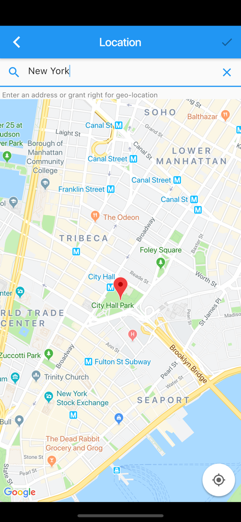 @Thermometer - Map interface of the Thermometer app showing a precise location pin in New York for accurate local temperature data.