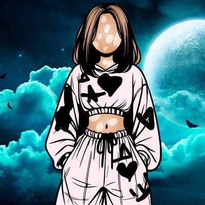 realistic girl faceless with baggy pants and a crop top