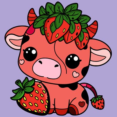 cute strawberry cow