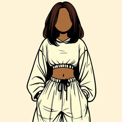 realistic girl faceless with baggy pants and a crop top