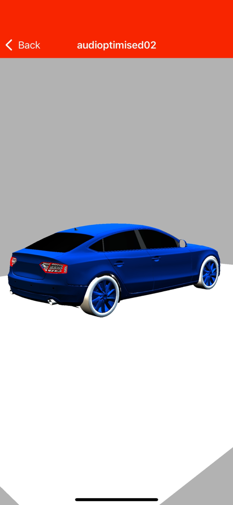 3D-Viewer - Un modelo de coche 3D azul renderizado en la aplicación móvil 3D Viewer.