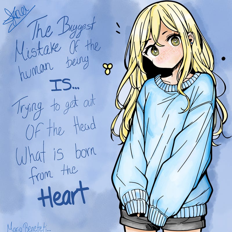 manga teen girl  in a sweater and baggy pants