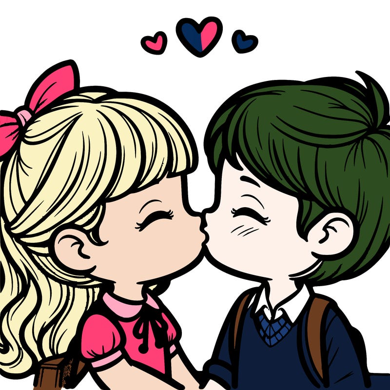 boy and girl kissing
