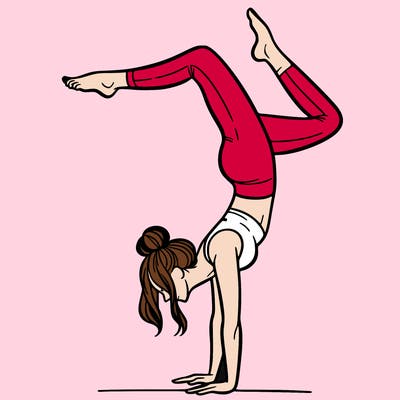 a woman doing a handstand