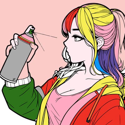 a realistic girl spray, painting