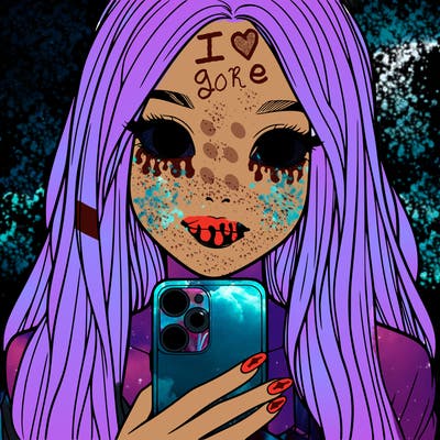 realistic girl with a phone